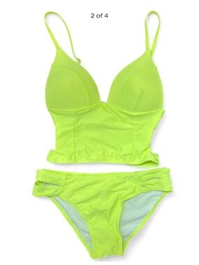 Neon Padded Two-Piece Swimsuit - Fluorescent Yellow size extra small
